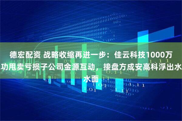 德宏配资 战略收缩再进一步：佳云科技1000万成功甩卖亏损子公司金源互动，接盘方成安高科浮出水面